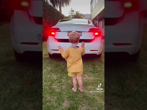 Kids LOVE the Tesla light show 🥰 #shorts #teslamodel3