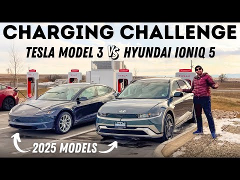 Native NACS On 2025 Hyundai IONIQ 5! 10-80% Charging Test On Tesla Supercharger Against Model 3