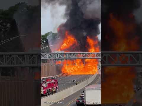 Truck explodes into a fireball after highway crash