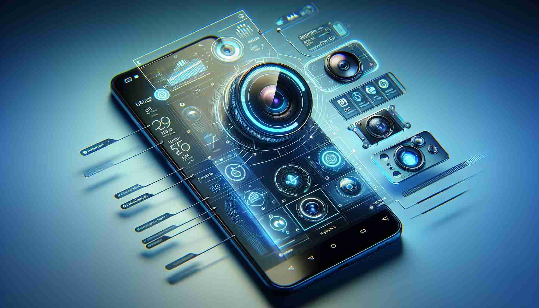 Generate a realistic high-definition image showcasing the efficient features of a modern smartphone, designed in a similar aesthetic to the popular device series, that can maximize daily usage. The image should highlight the device's user-friendly interface, innovative applications, advanced camera capabilities, and long-lasting battery life.