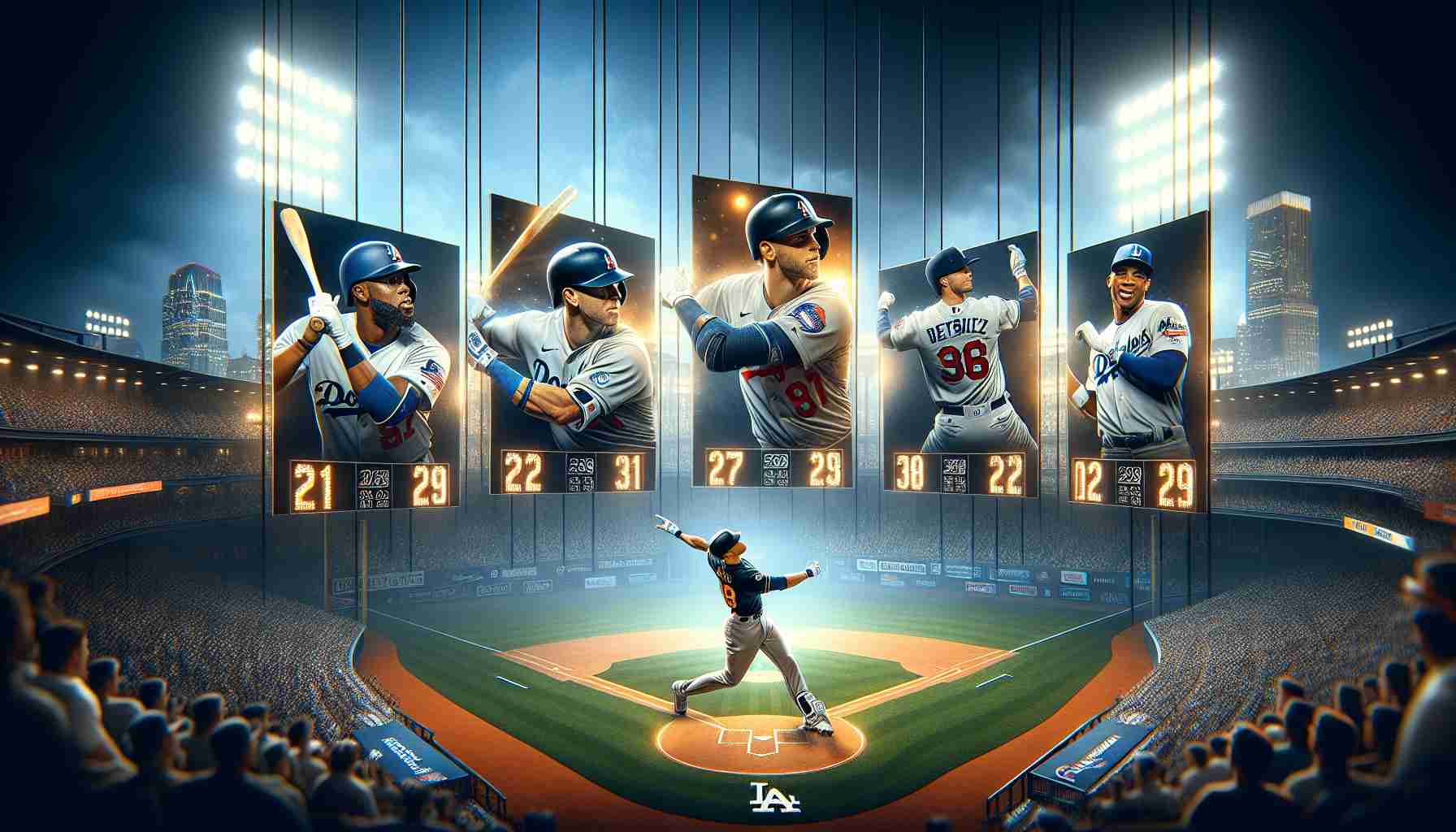 Realistic HD photo showcasing a collection of the most impressive home runs from a prominent baseball team during the 2024 season.