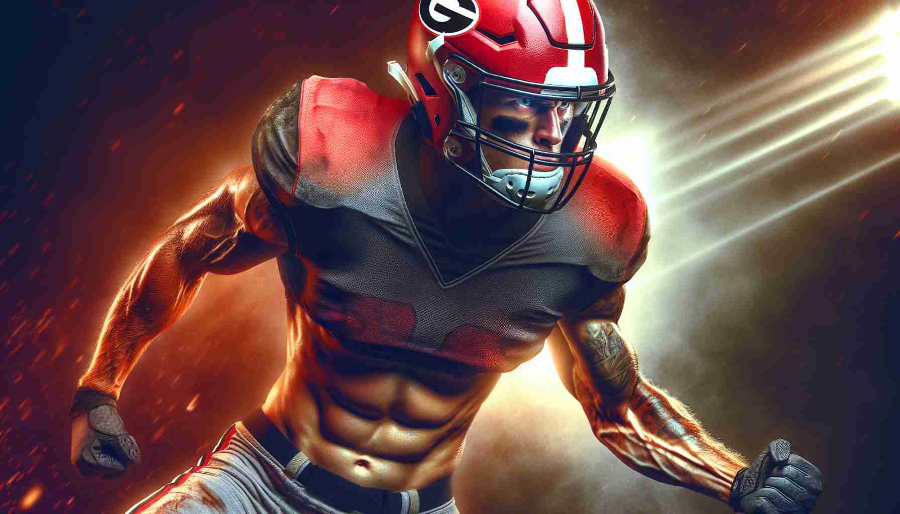 Create a high-definition, realistic image of an altercation involving a college-level wide receiver from Georgia. The player features an athletic build and intense emotions, highlighting the heat of the moment