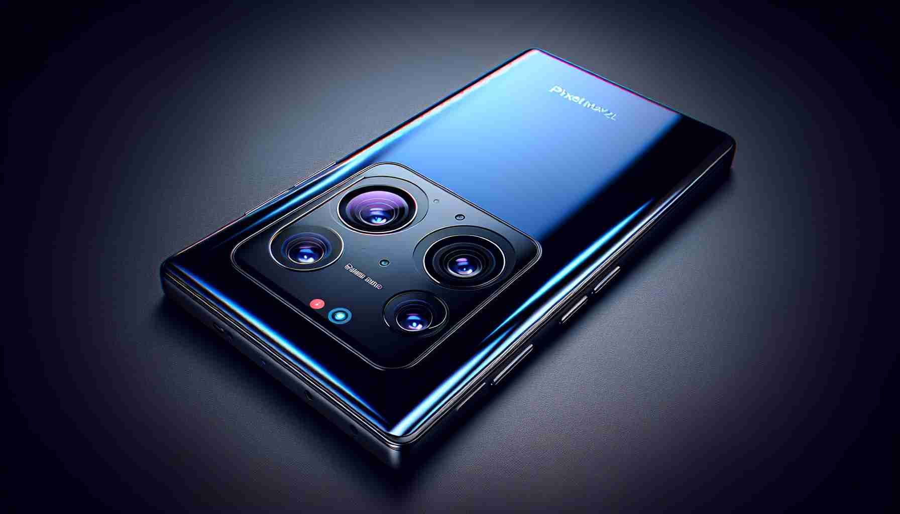 A highly detailed and realistic image of a cutting-edge smartphone named 'PixelMax XL Pro'. This device signifies the height of technological innovation with its dual camera system, which is its distinctive feature. The phone's cameras are impressively large and prominent, visibly showcasing their powerful capacity. Emphasize on the sleek design of the phone, its shiny metallic edges, and gleaming screen display. Do not forget to include the brand's emblem and 'PixelMax XL Pro' etched carefully on the device, suggesting its premium nature.