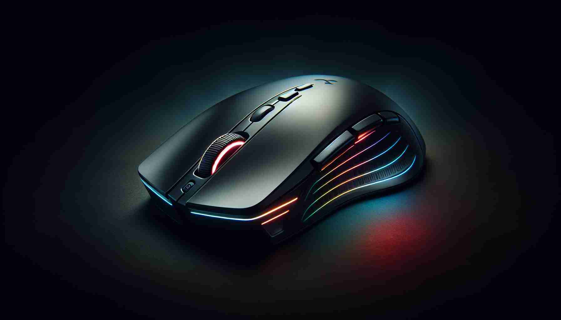 A high-definition image of a state-of-the-art wireless mouse known as the Vortex Pro. The wireless mouse boasts an ergonomic design with a smooth, matte finish. It features a versatile scroll wheel, multiple programmable buttons for customization, and a unique customizable RGB lighting scheme. The mouse has been set in a dramatic setting to highlight its stunning design and innovative functions.