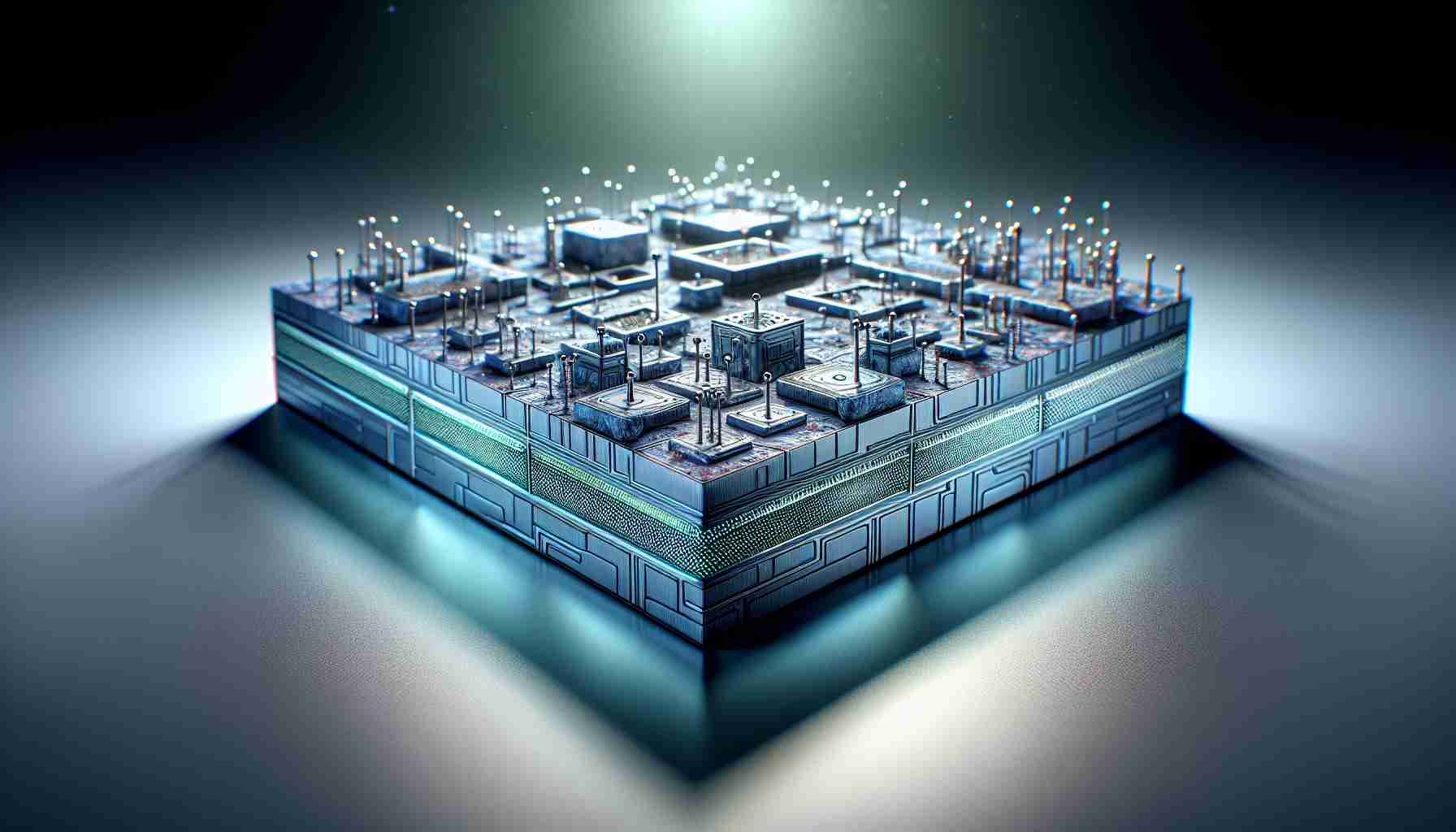 A highly detailed and realistic image of a newly conceptualized and advanced Silicon-Based Anode. This cutting-edge subject will be showcasing superior battery performance by encapsulating its revolutionizing design, evident in a complex but clear array of silicon structures infused in an electrode layer. This scene should reveal the path-breaking technology through a high definition representation, illuminated under a bright light for emphasizing the forward-thinking engineering accomplishments.