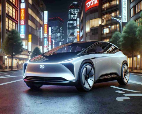 A high-definition, realistic image displaying a novel electric vehicle by Toyota, possibly featuring a new name as the anticipation and speculation intensify.