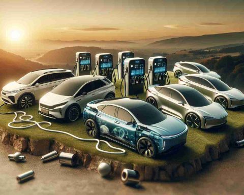 Realistic high-definition photo illustrating the future of driving with Hydrogen Fuel Cells. The scene includes a variety of modern cars equipped with hydrogen fuel cells, signifying a shift from the battery era. The landscape background subtly hints an evolution, indicating that the time of the battery-powered car may be ending and the era of hydrogen fuel cells might be starting.