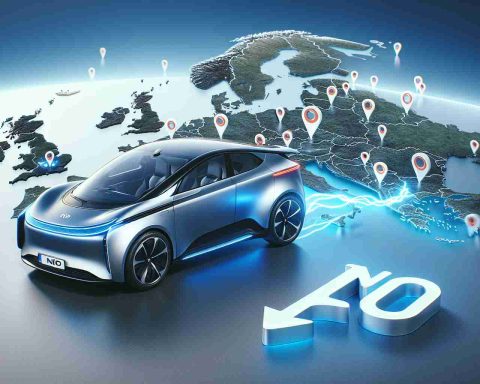 Create a high-definition, realistic image that represents the concept of Nio, an electric vehicle (EV) company, making a bold move that could significantly change the EV landscape in Europe. The image could feature a map of Europe with symbolic representations of EV markers, or it could depict a sleek, modern electric vehicle with the Nio logo, zooming towards the European continent. This scene will signify Nio's preparedness and potential influence in the European EV market.