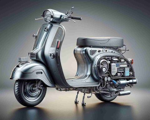 Realistic, high definition image of a redesigned, innovative scooter from a prominent Indian vehicle manufacturer, denoted as the 'Chetak 35 Series'. Feature visually striking details such as the streamlined body, chrome finishes, and an advanced control panel. Emphasize cutting-edge technology elements and the stylish design that incorporates both modern functionality and vintage charm.