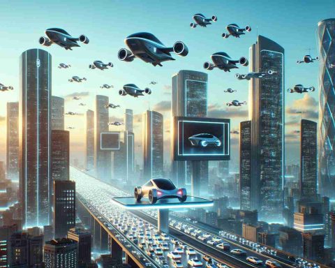 A realistic, high-definition image of a future city landscape characterized by flying cars. These cars are sleek and modern in design, showcasing advanced technology. The sky is brimming with these vehicles, illustrating a new era of transportation. Neon billboards placed on towering skyscrapers illuminate the scene, advertising the tagline 'The Future is Here'. The air traffic is orderly and efficient, leaving contrails of light behind, which signify the speed and efficiency of this futuristic mode of transport. The image embodies progress and innovation, offering a glimpse into what transportation might look like in the future.