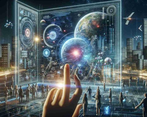 A high-definition, realistic representation of a glimpse into the future of Interactive Visual Ventures. The image should portray the digital landscape being revolutionized. The composition might include elements such as futuristic interfaces, advanced digital equipment, holographic displays, and people interacting with this technologically advanced environment in a variety of ways. For instance, there could be people gesturing to manipulate holographic displays, or using augmented reality glasses to interface with digital constructs.