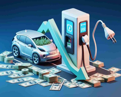 Realistically detailed, high-definition image representing the concept that Massachusetts might not receive funding for Electric Vehicle Charging. Picture should depict symbolic elements such as an electric vehicle charging station with a diminishing power symbol, some representation of the state of Massachusetts and perhaps financial terms represented visibly as decrease in funds. Don't forget to add a element of progression indicating major changes in the future.