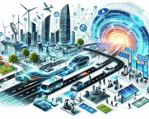 An artistically designed image depicting a revolution in urban mobility. The picture should have elements representing the future of driving like eco-friendly vehicles, automated driving systems, and futuristic-designed roads that go in all dimensions. The image should also depict smart city infrastructure - buildings equipped with various technologies for energy efficiency, digital billboards showing real-time information, and public spaces filled with people using personal mobility devices. Everything should have a glossy, high-definition feel, reflecting the new age of mobility.