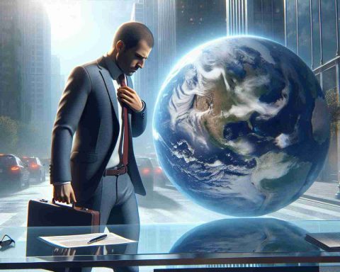 Realistic high-definition image of a prominent businessman deciding to walk away from global climate agreements. The question lingering in the air is whether this decision will change everything.