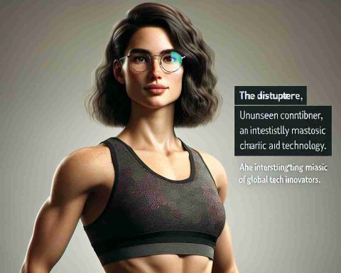 Realistic HD photo of a future disruptor in technology. This person is an unseen contender, brimming with potential and promise. Her physique is athletic, with astheically charming features, dark hair, and light-reactive glasses. She stands confident, proudly representing the interesting mosaic of global tech innovators.