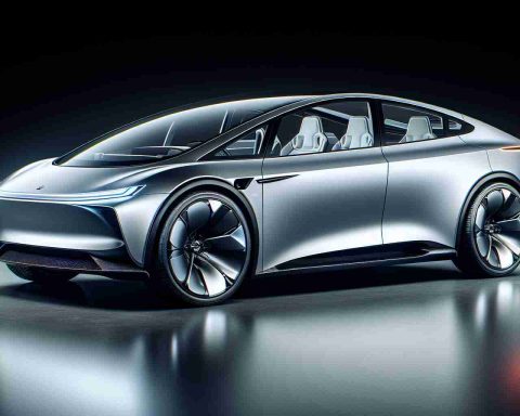 Create a hyperrealistic high-definition depiction of a reimagined electric vehicle. The car should be demonstrates an advanced concept of electric mobility, representing a significant upgrade in technology, efficiency, and design. The aerodynamic construction is sleek and modern, with clean lines and sophisticated detailing. The charging port should be subtly integrated into the vehicle’s design. The car sits on large alloy wheels. The significant detail should be noticeable on the bodywork, in the interior designs, and in small components like mirrors and door handles.